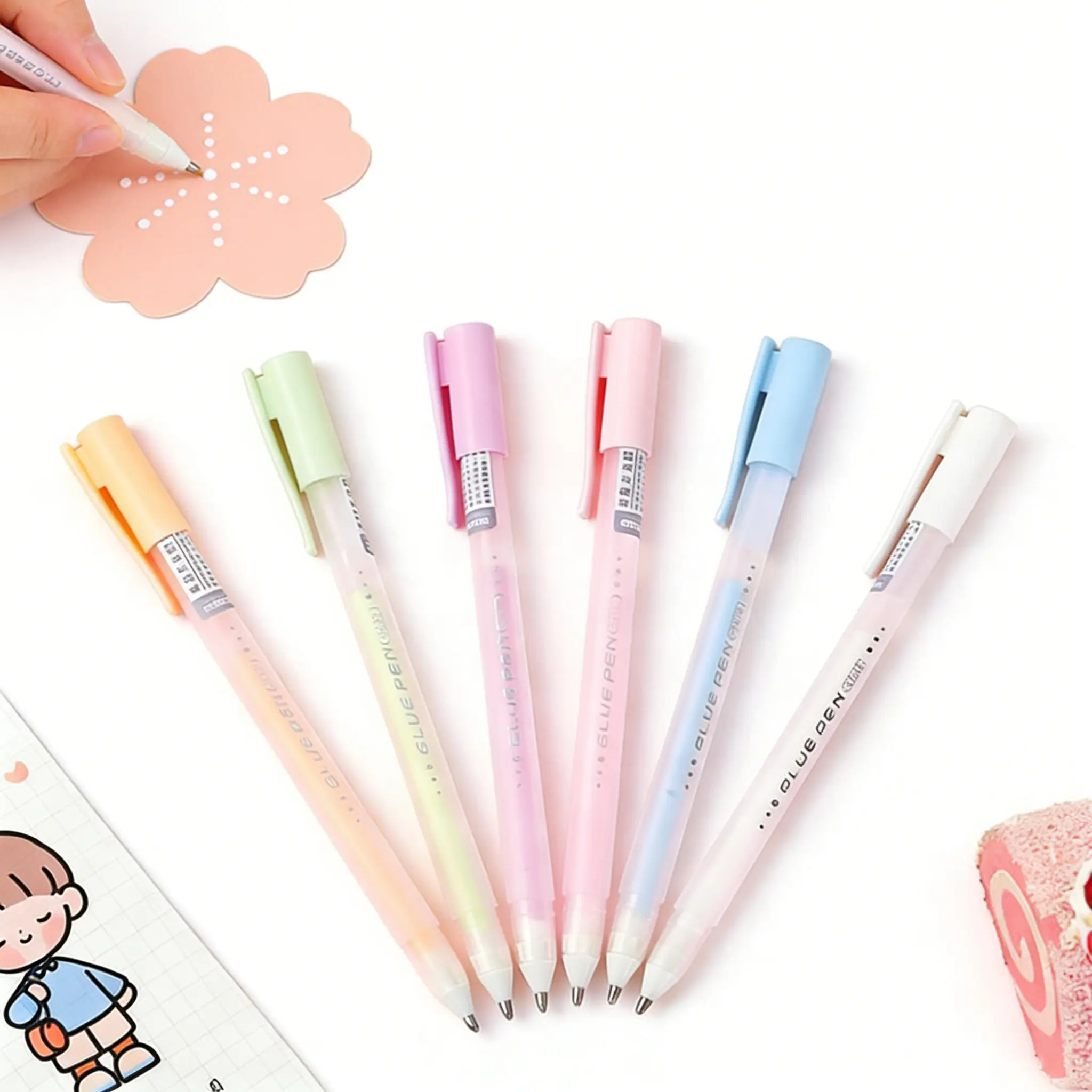 6Pcs Quick Drying Color Spot Glue Pen, Upgrade Precision Glue Pens, Craft Glue Supplies Glitter Pens for Scrapbooking Handmade Crafting Card Making
