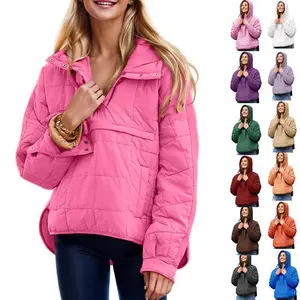 Womens Oversized Puffer Jacket Quilted Dolman Hoodies Pullover Long Sleeve Lightweight Warm Tops Coat Fitted Basic Minimalist Outerwear good  puffer