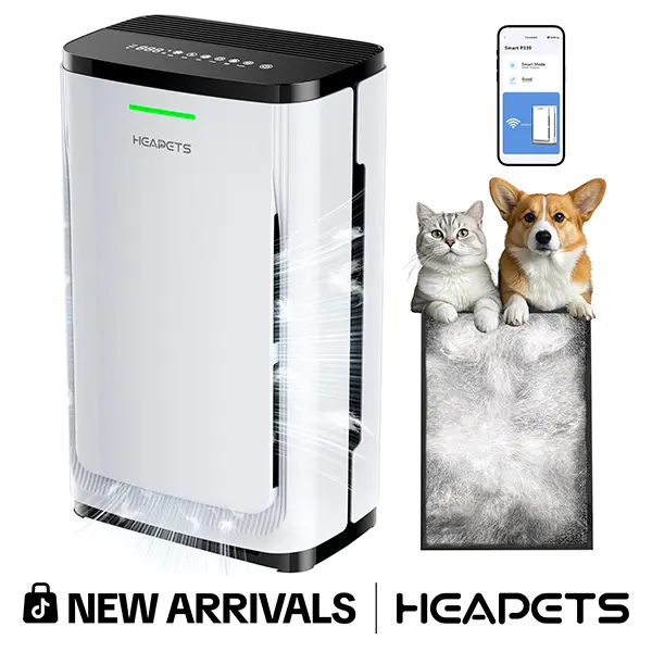 Heapets P339 Large Home Pet Air Purifier (Up to 4200 sq ft) - WiFi-Enabled 7-Stage Filter System with Anion, Activated Carbon, HEPA, Ozone-Free, CE-Certified, 205 CFM/350 cu m/h, Timer, 12-Month Support, Captures Pet Hair, Dander, Odors, Smoke, Dust,techv
