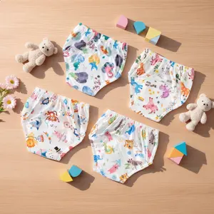 4pcs Baby Boys Potty Training Pants, Cute Animal Cartoon Pattern, Adjustable and Skin-Friendly, Unisex Diaper Cover, Leak-Proof Cloth Diapers
