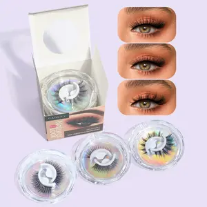 MAGEFY 3 Pairs Reusable Self-Adhesive False Eyelashes, Natural Crossed Style, No Glue Needed, Easy to Apply & Remove, Lightweight & Comfortable, Perfect for Daily Makeup, Parties & Travel