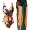 Summer Print Ruched Waist Slimming One-Piece Vintage Women's and Mesh Skirt Set, Beach Vacation Ladies Swimwear, Swimsuit Beachwear, Skirted Bathing Suit, Summer Swimsuits, Swimsuit With Skirt