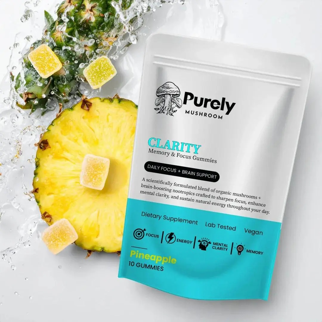 Purely Mushroom – Clarity Pineapple Gummies – 10 Count Bag