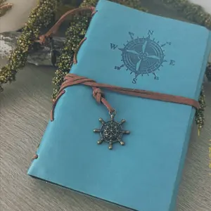 Vintage Leather Notebook - Magical Mushroom Scrapbook Paper Included
