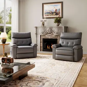 Manual Reclining Sofa CF8007 PU with 56CM Wide Seat, Adjustable Telescopic and Foldable Armrests, Comfortable Recliner Sofa for Living Room, Dimensions W98 D92 H103 CM, High-Quality Manual Recliner Sofa