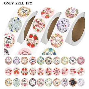 500pcs Flower Strawberry Thank You Curl Stickers Series Sealing Stickers Cup Laptop Suitcase Notebook DIY Decorative Stickers Birthday Gift Crafts Cup Stickers