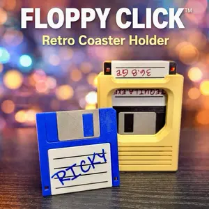 Retro Floppy Disk Coaster Holder  | Custom Name Desk Decor