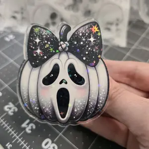 Appalachian Artisans Magnetic Collapsible Grip/Stand for Kindle, iPad, iPhone, Smartphones, Kindle Holder, Halloween Kindle Accessories / Spooky Season Pumpkin Ghostie