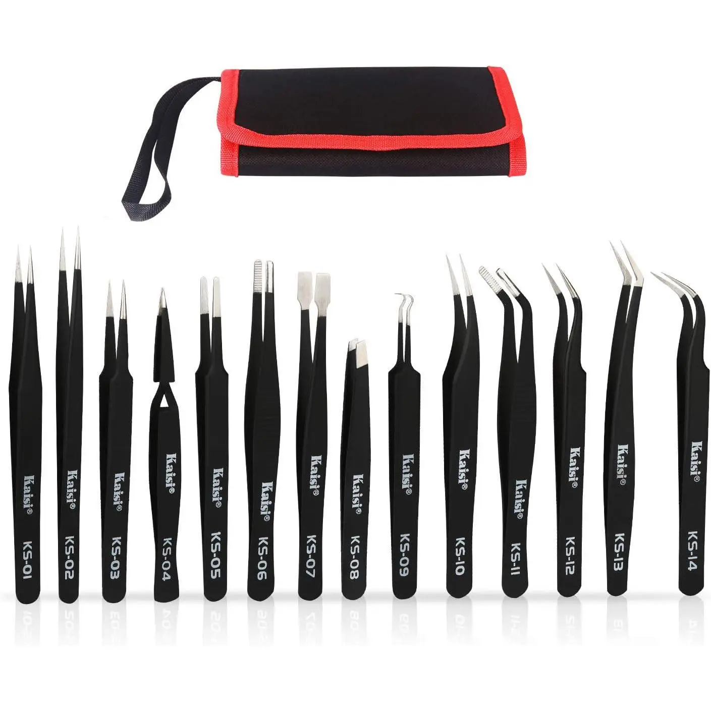 14 PCS Precision Tweezers Set, ESD Tweezer Set, Anti-Static Stainless Steel Tweezers Set for Craft, Jewelry, Electronics, Laboratory Work
