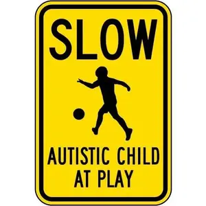 Vintage Autistic Child At Play Sign 8x12 Inch， Metal Tin Aluminum Wall Decor for Home Coffee Bar， Autism Awareness Gift