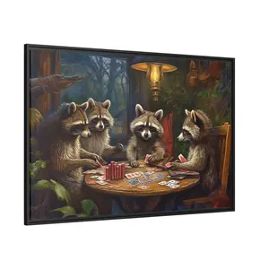 Raccoons Playing Poker - Game Room Wall Art Poker Room Decor Man Cave Unframed Poster Ornaments Decoration Artistic