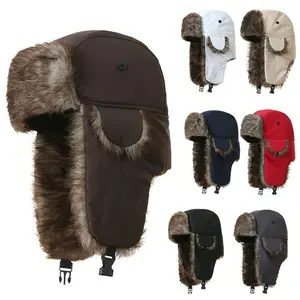 Winter Trapper Hat with Ear Flaps - Warm Windproof Faux Fur Cold Weather Hat for Men & Women, Waterproof Ski Snow Hat