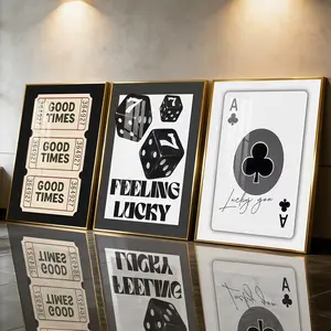 3Pcs Aluminum Alloy Framed Painting, Lucky Casino Dice And Playing Card Art Picture, Home Decoration For Living Room, Bedroom, OfficeWall Decor, Odorless Print Artwork, Luxury Perfect Gift For Friends And Family