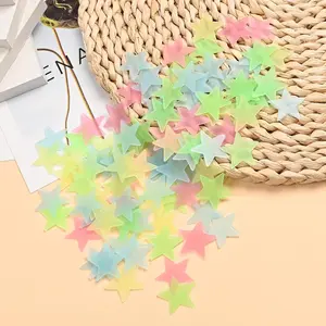 2pcs Glow in The Dark Luminous Stars Fluorescent Noctilucent Plastic Stars Wall Stickers Glowing Stars Decals for Home Art Decor Nursery Ceiling Kids Babys Bedroom Room Multicolor