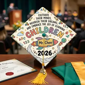 Vintage Aesthetic Grad Cap, Future Teacher Gift, Personalized Graduation Topper 2026, Quote Cap Topper, Graduation Cap for Future Educators