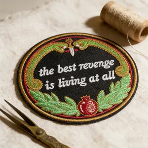 Best Revenge Lives Hand Embroidered Patch, Back Adhesive Iron-On, Suitable for Clothes Jackets Hats Accessories, 1 Piece