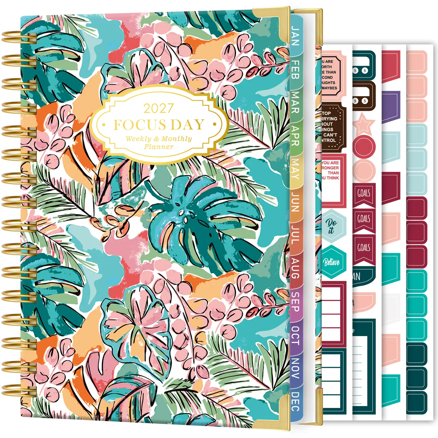 2027 Hardcover Spiral Weekly & Monthly Planner - Jan.2027-Dec.2027, 8.4"x6.5", with Planning Stickers, To Do List & Notes Pages, Office & School Agenda Organizer (Office Stationery Supply)