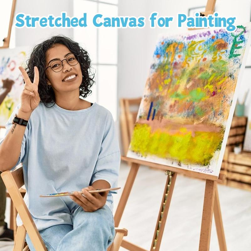 20 Pack Stretched Canvases for Painting, Multi Pack 11X14, 9.44X12, 8X10, 5X7, 4X4 (4 of Each), Blank Primed Canvas, Oil Painting, Acrylic Paint, for Beginners & Artists.