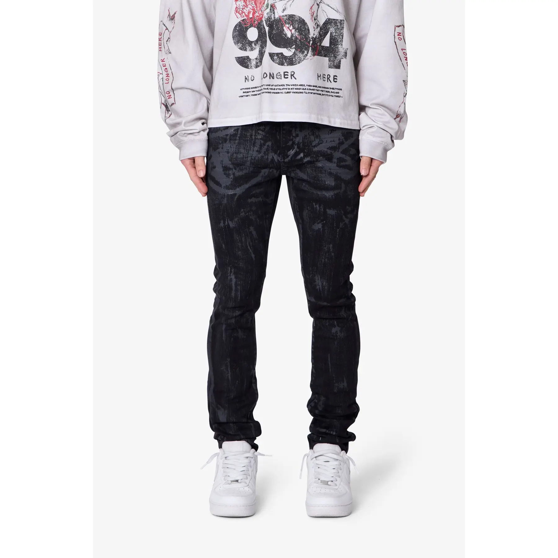 mnml Waxed Skinny Denim - Black