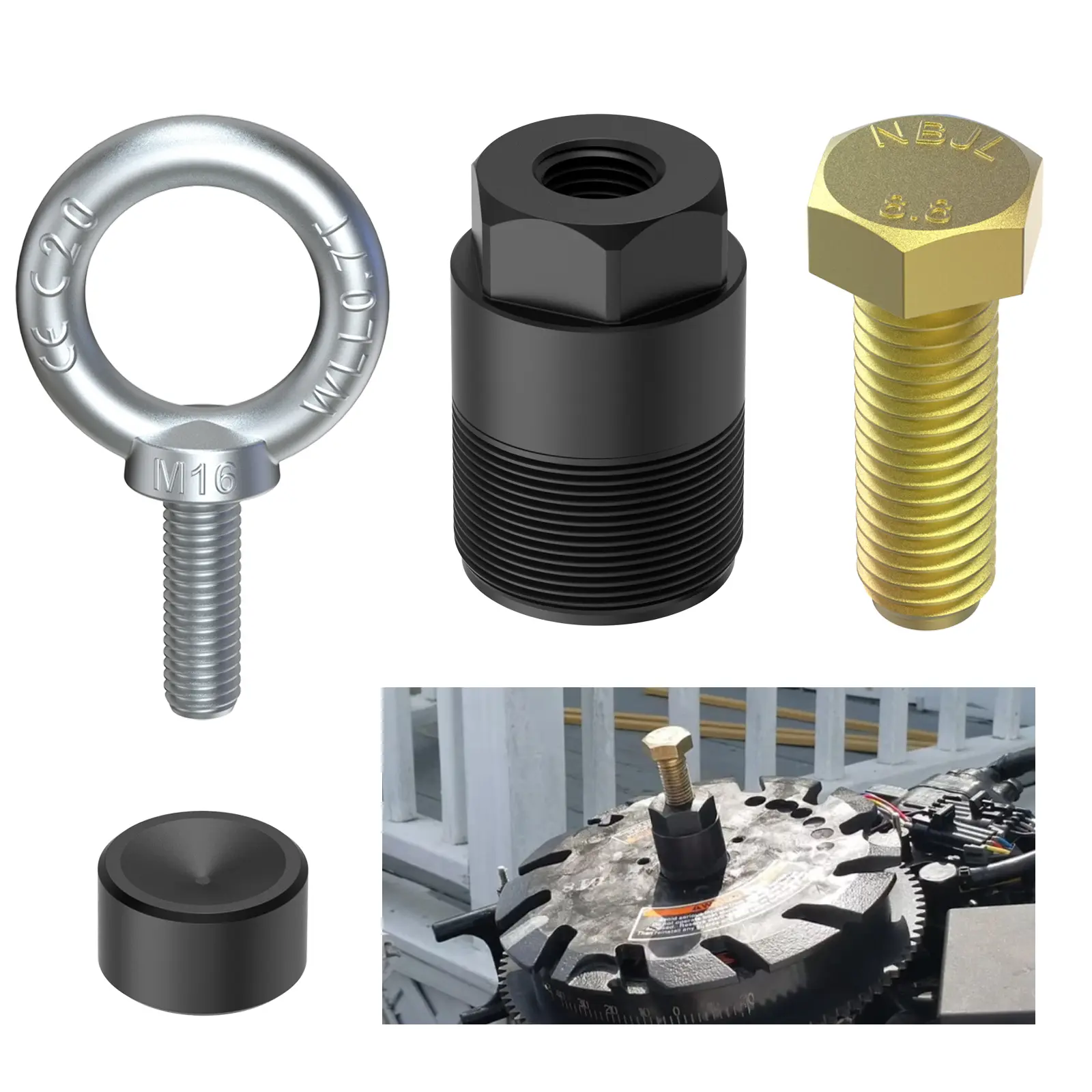 3mirrors Flywheel Puller Removal Tool Compatible with Mercury Mariner Yamaha Outboard 1 1/2-16 Lift Ring #91-90455-1 91-849154T1