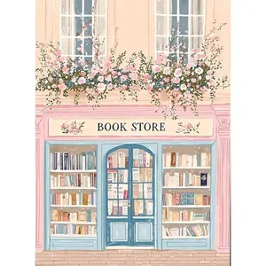 Cozy Bookstore Diamond Painting Kit - Spring Print, DIY Full Drill Rhinestone Art for Study Room