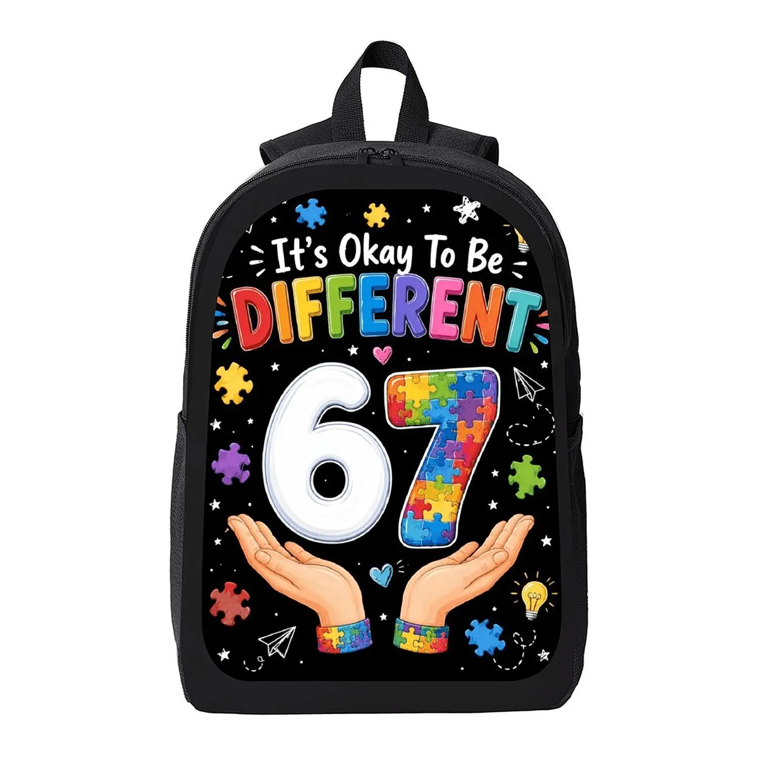 Autism Awareness Backpack It'S Okay to Be Different Puzzle Print Daypack Casual Lightweight Bookbag for Teens Adults Special Education Supporters Daily Travel School Bag