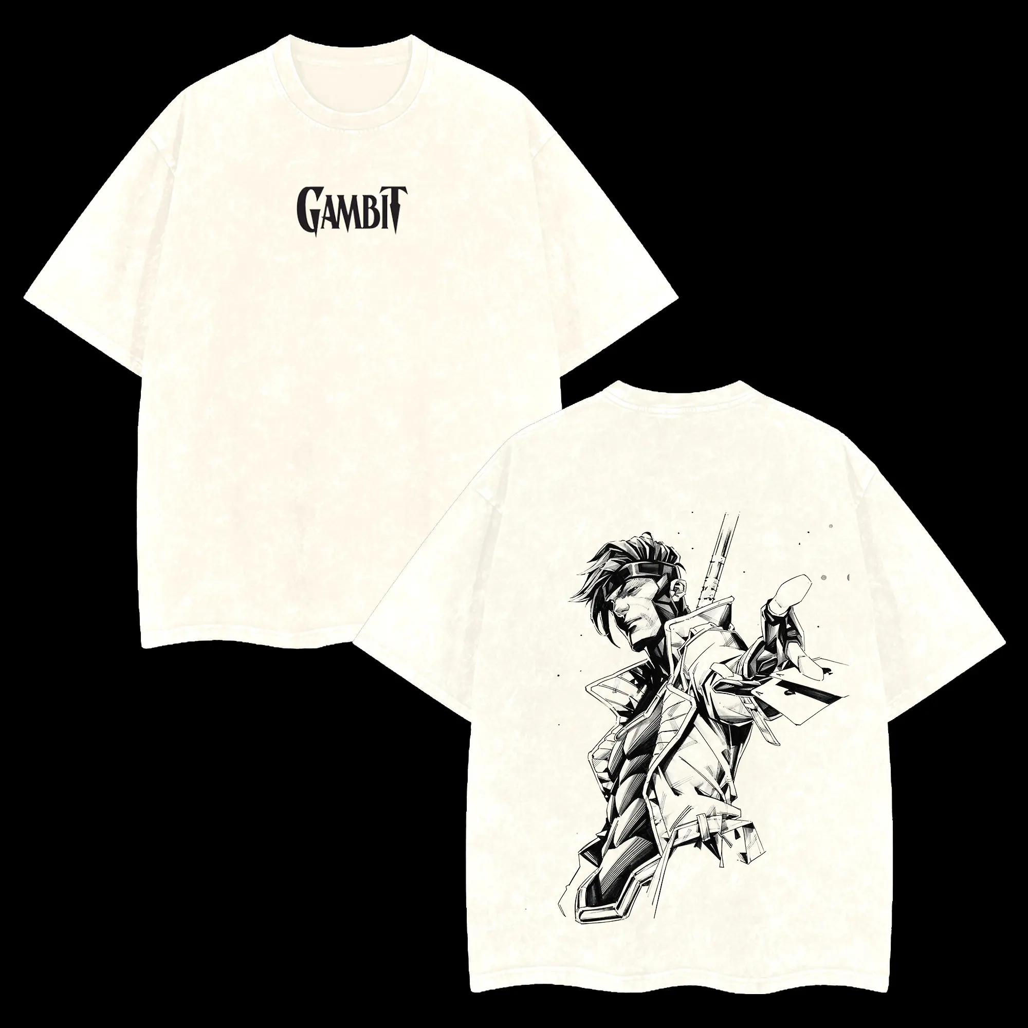 Gambit v2 Double Printed Oversize Lightweight Acid Washed Tee TV Show Graphic Top Cotton Gift T-Shirt For Comic Lover, Gift T-Shirt For Movie Lover