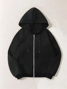 Regular Zip-Up Hoodie with Drawstring, Cozy and Stylish Hooded Sweatshirt for Casual Outdoor Wear, Perfect for All Seasons