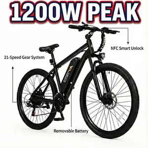1200W Powerful Motor –21-Speed Gear 27.5" electric Mountain Bike for Adults , 28MPH Speed, 40-Mile Range, NFC Unlock，ebike for Commuting & Adventure，UL Certified for Safety. speedway bike 5th wheel ebike with Dual Suspension bikespokes