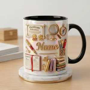 Personalized Teacher Mug 2D Printed 3D Effect Custom Name Coffee Cup Classroom Decor Design for Educators, Back to School, Teacher Appreciation Gift Idea Coffee mugs, ceramic mugs, custom mugs, personalized mugs, printed mugs, gift mugs, everyday mugs