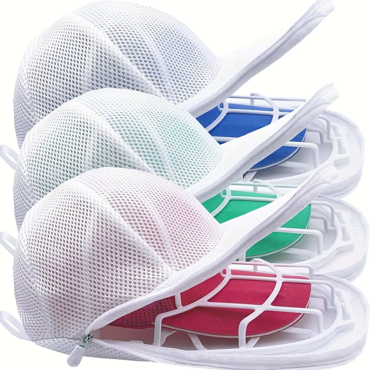 3-pack hat cleaner for washing machine, with thick mesh bag, hat cage + mesh bag set for washing machine, laundry bag for baseball cap, hat cleaner for washing machine or dishwasher, hat rack, Laundry Accessory, Household Items, Home Goods