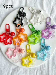 Bag Pendant 9-Piece Set Star And Bell Keychain Keychain For Purse Two-Layer Transparent Acrylic Star Charm With Contrasting Colors Energetic Girl Style A Fresh, Korean-Style Vibe Minimalist & Versatile Style For Bags And Keys