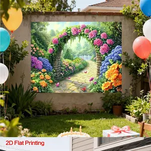 Summervibes 1pc Multi-Size Polyester 2D Flat Printing Garden Pathway Photo Backdrop Banners, Home Supplies for Vintage & Product Shooting Photo Props, Suitable for Courtyard, Studio