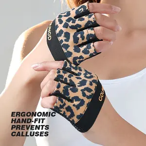 A pair of unisex half-finger fitness gloves with a palm grip pad design, suitable for yoga practice, fitness equipment, and dumbbell training, featuring breathable, lightweight, and unique styling