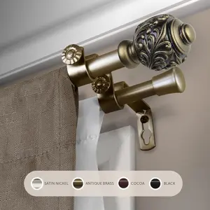 Central Design  0.625 in. Aria Double Curtain Rod with 48 to 84 in. Extension, Antique Gold
