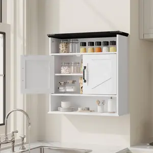 Medicine Cabinet Wall Mounted Bathroom Cabinet with Barn DoorsWall  with Barn Doors & Adjustable Shelf  Bathroom Wall Cabinet - Medicine Cabinet with Barn Doors & Adjustable Shelf - 25x23.6x9 Inch Wall Cabinet for Bathroom, Kitchen, Laundry Room, Entryway