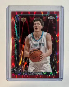 Topps Chrome 2025 Kon Knueppel Red Raywave Refractor Basketball Card 4/5 Collectible