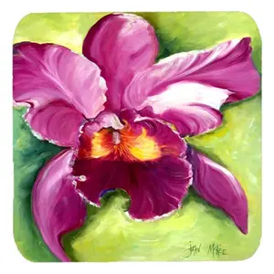 212 MAIN Square Decorative Orchid Printed Foam Coasters - Set of 4, Fade-Proof, Artist-Designed Kitchenware Tableware Kitchen Accessory