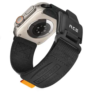 Compatible with Apple Watch Series 1-9 Apple Magnetic Loop Climbing Nylon Canvas Sports Velcro Strap
