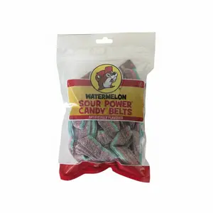 Buc-ee's Sour Power Candy Belts - Watermelon Flavor, Chewy Ribbon Texture, Bold Sour & Fruity Taste, Ideal for Candy Buffets & Party Favors