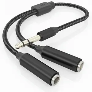 1/4" TRS Splitter Y  1FT, 6.35mm Stereo Male to  TRS Female, 1 in 2 Out Adapter for Mixer,Audio Interface,Keyboard,Amplifier/Amp,Headphone, Speaker/,Recorder,Synthesizer,Piano