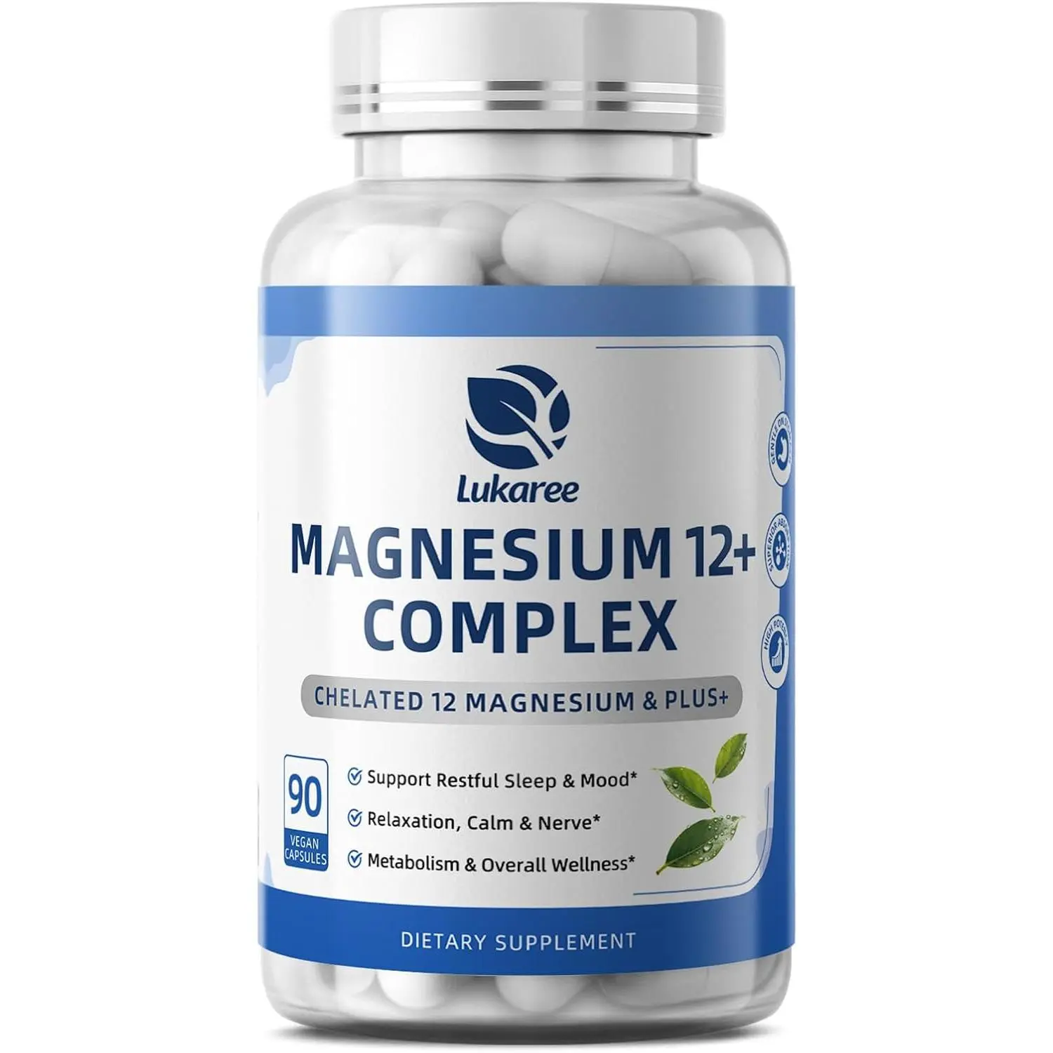 Magnesium Complex 12-in-1 for Women & Men |Chelated Glycinate,Citrate &More | Plus Ashwagandha, L-Theanine, Lithium Orotate & Magnolia for Sleep, Calmness, Muscle & Nerves* - Vegan | Non-GMO - 90 Count