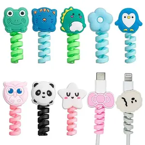 8 PCS Cartoon Silicone Charger Cable Protectors, Cable Winders for Smartphone, Cellphone, Computer Electronic Devices, Animal-Designed Cord End Guards