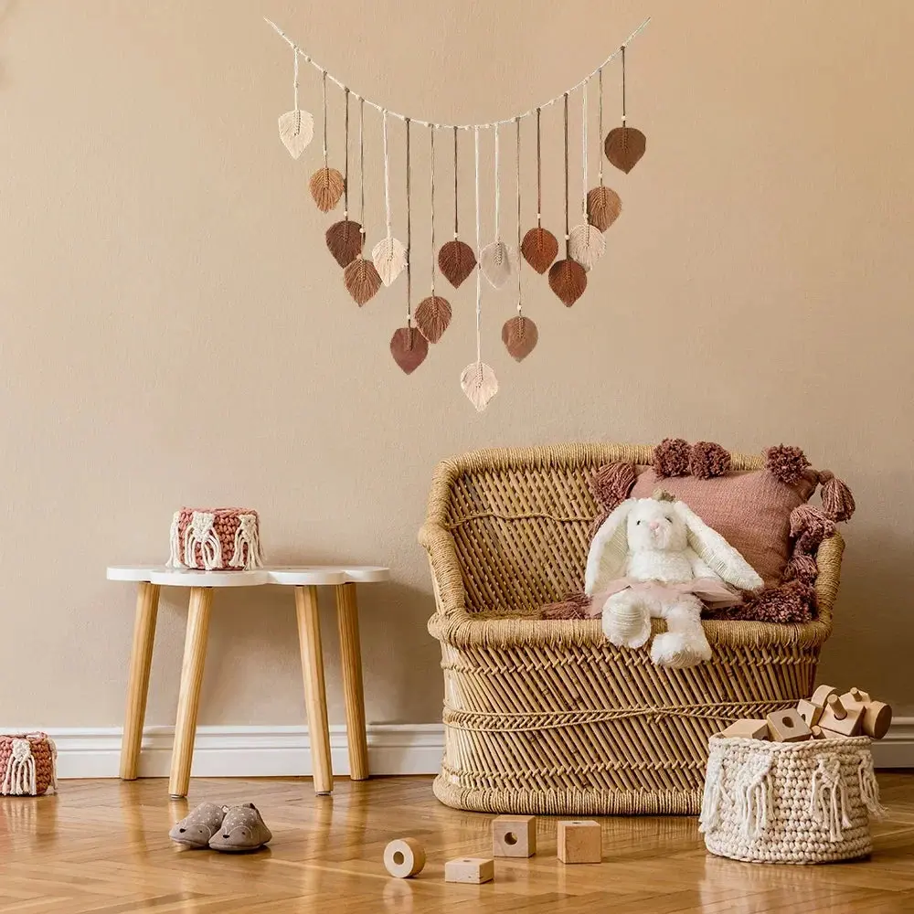 Macramé Tapestry — Leaf and Feather