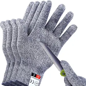 4PCS Cut Resistant Gloves Level 5 – Safety Gloves for Kitchen, Meat Cutting, Wood Carving & Mandoline Slicing (M+L Sizes)