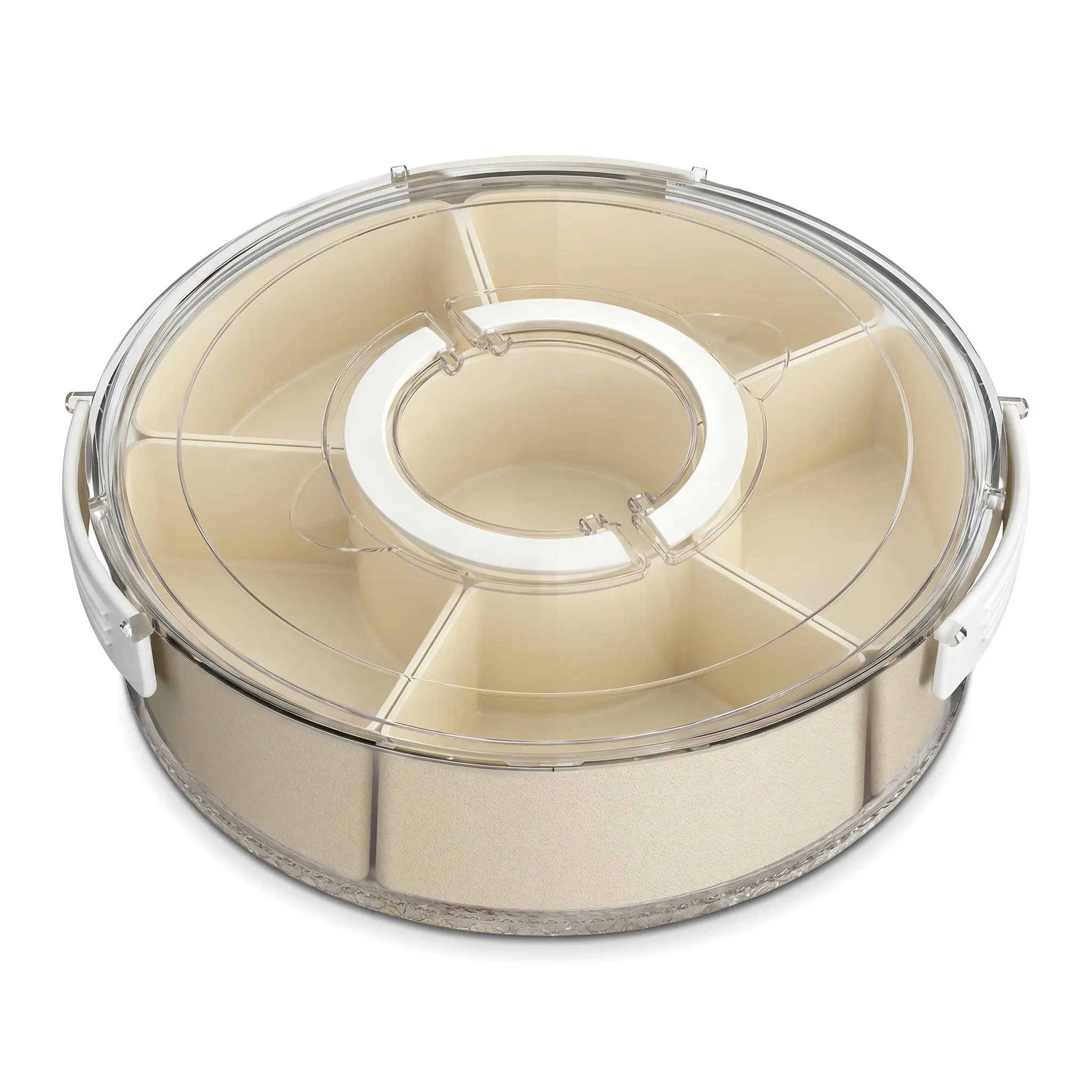 Handheld Square Multi-Compartment Insulated Rotating Snack Box - Sturdy, Smooth, Transparent with Lid, Airtight Divided Food-Grade Resealable Portion-Controlled Kitchen Food Organizer for Home Use, Airtight Food Containers, Divided Food Containers