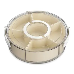 Rotating Snack Tray with Transparent Lid, 6-Section Kitchen Platter with Removable Compartments, Food-Grade PP Container & Utensil for Fruit, Candy, Ideal for Hosting Movie Nights