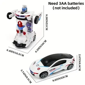 Automatic Transforming Robot Car Toy, Unisex Electric Toy with Obstacle Avoidance Lights and Music, Perfect Birthday Gift