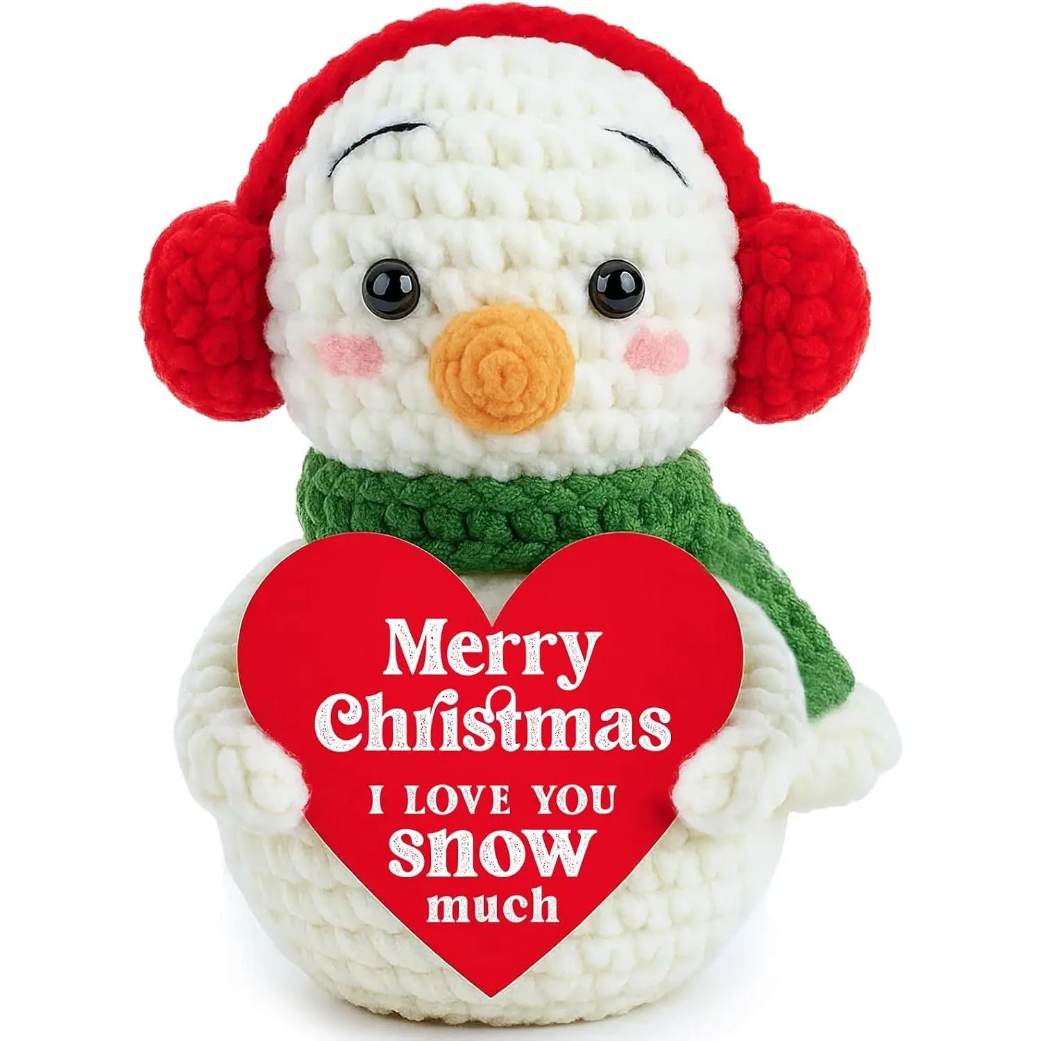 Positive Crochet Snowman Christmas Stocking Stuffers Gift Ideas Decoration | Christmas Gift Basket for Families Husband Dad Mom Men Womens Wife Birthday Appreciation Holiday Gift Boxes Party Tree Decor Gift
