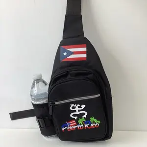 Puerto Rico Cross Over Bag with Flag PR and Coqui Design Black Sling Bag for Travel and Daily Use Ideal for On-the-Go Adventures